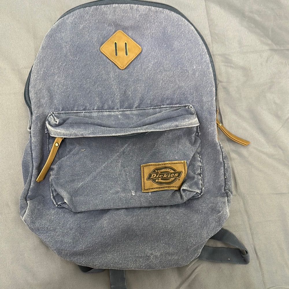 Dickies Blue Backpack with Leather Accents